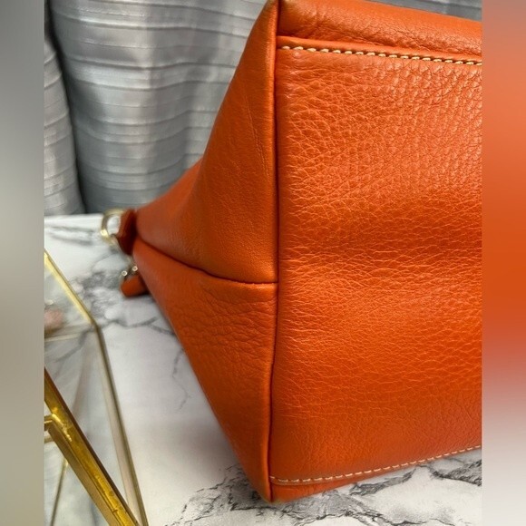 DOONEY & BOURKE Vintage Pebble Leather Satchel Crossbody & Short handle Orange - Picture 4 of 13